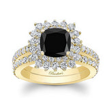 Starburst Black And White Diamond Wedding Ring Set