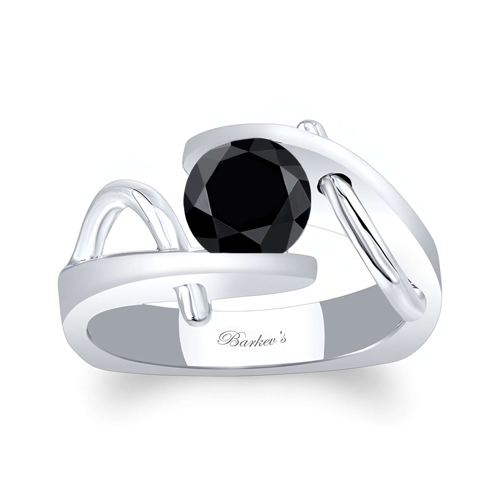 Solitaire Channel Set Black Diamond Ring featuring a round black diamond and stylish polished shoulder design.