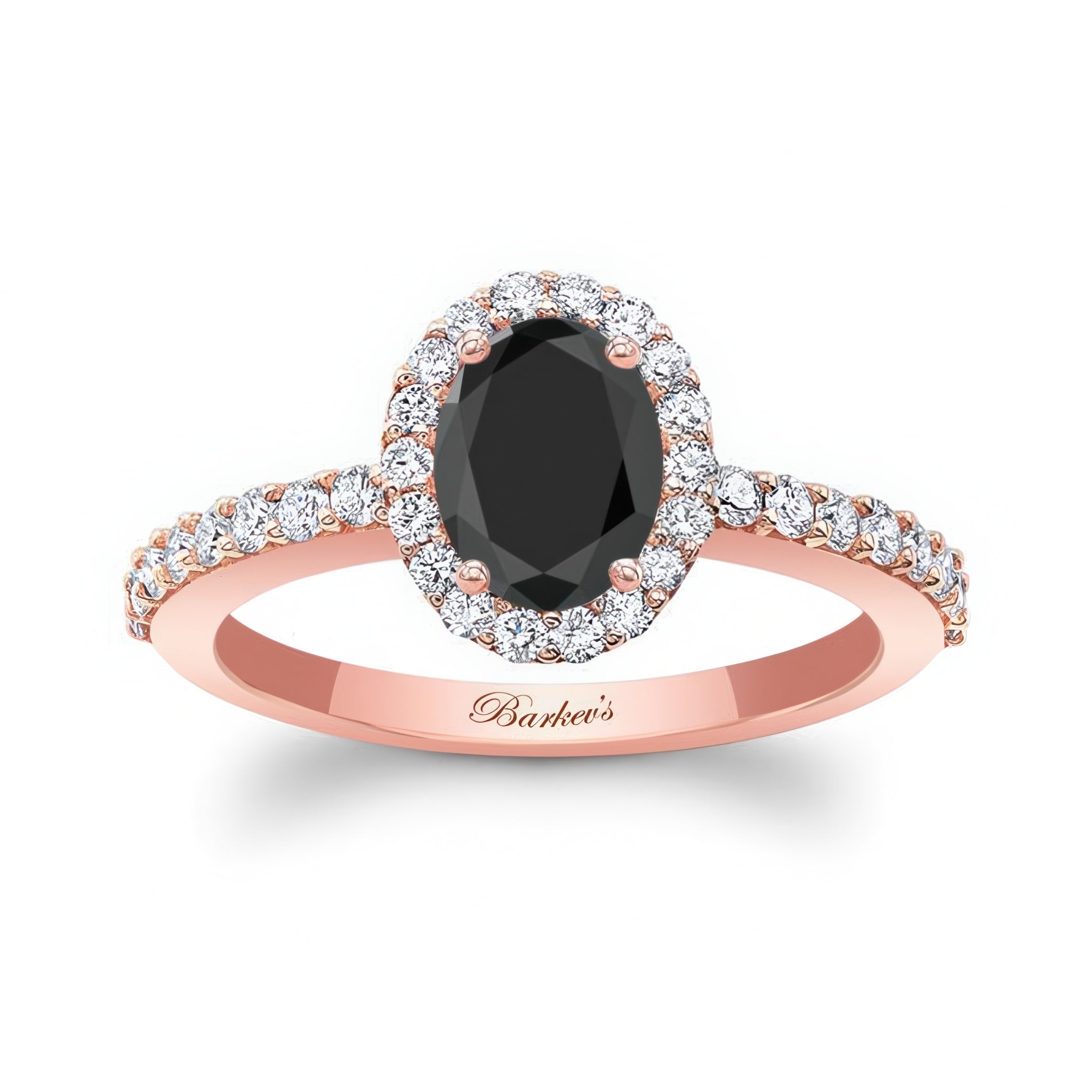 Oval Black And White Diamond Halo Engagement Ring