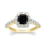 1 Carat Black And White Diamond Halo Ring