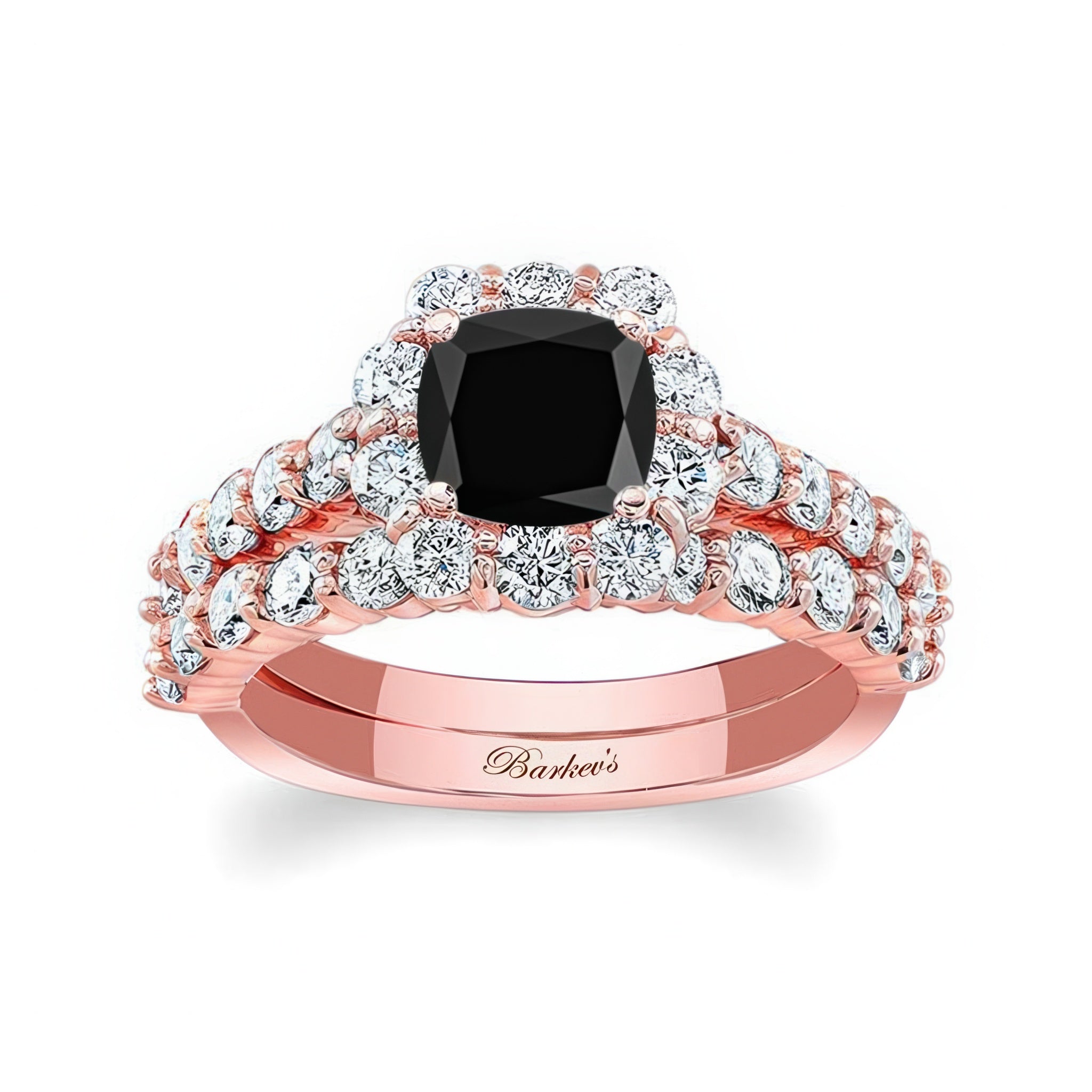 1 Carat Black And White Diamond Halo Ring Set