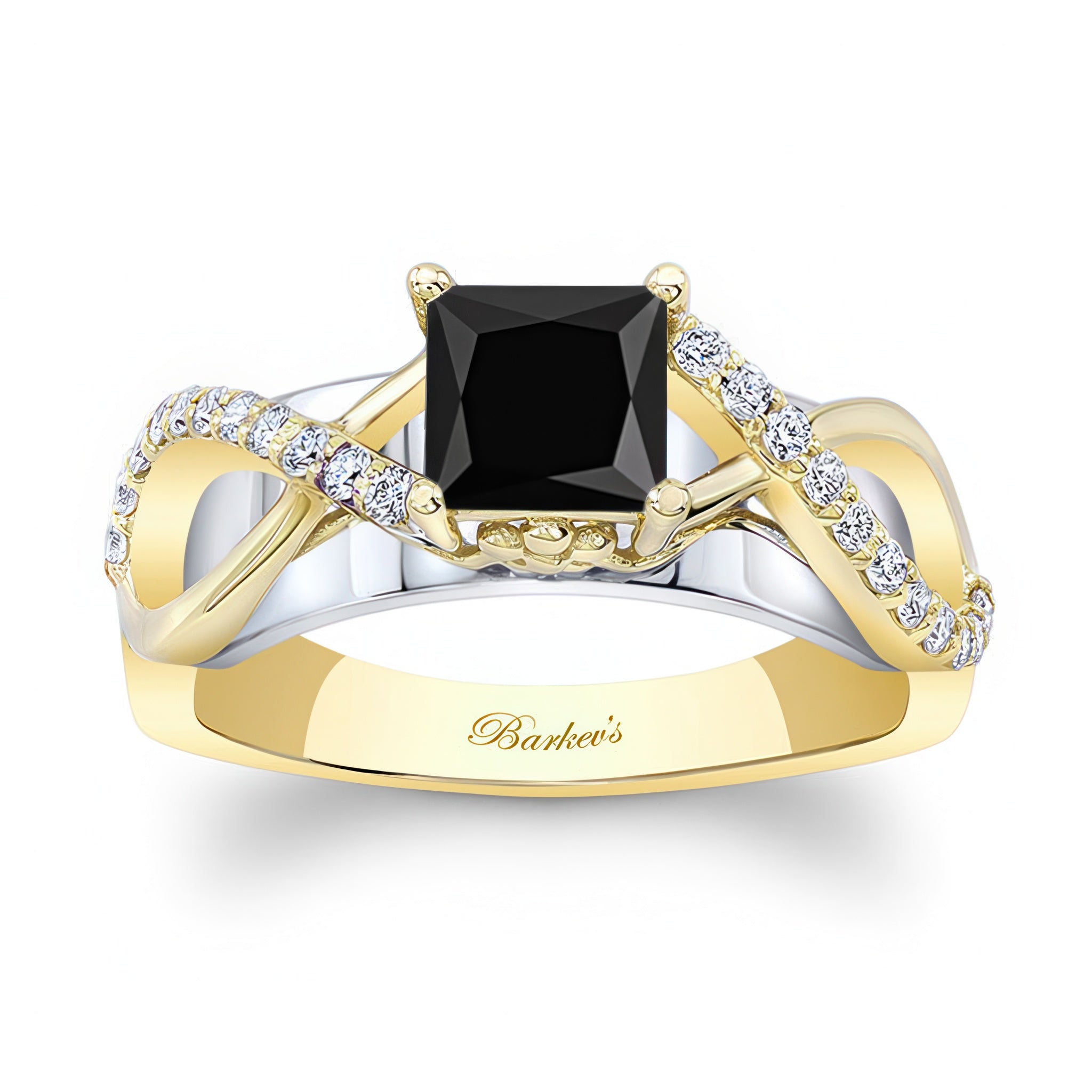 Black And White Diamond Cathedral Engagement Ring
