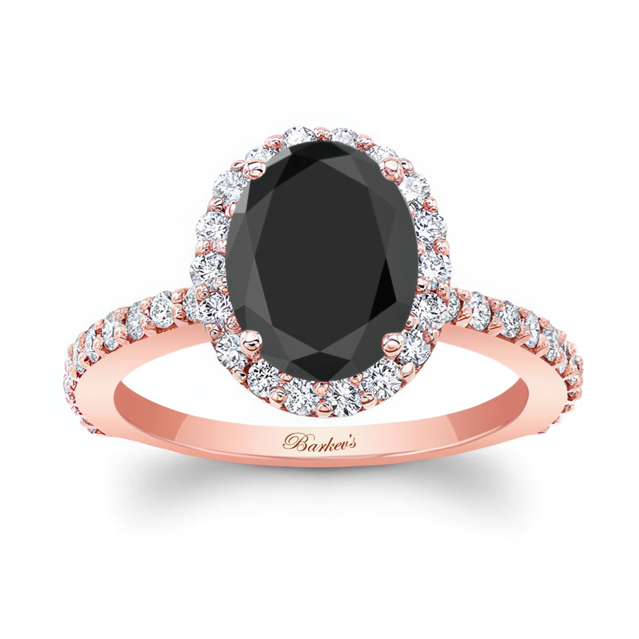 2 Carat Oval Black And White Diamond Halo Engagement Ring