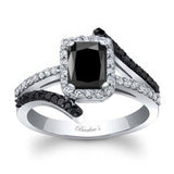 Rectangle Halo Radiant Cut Black Diamond Engagement Ring