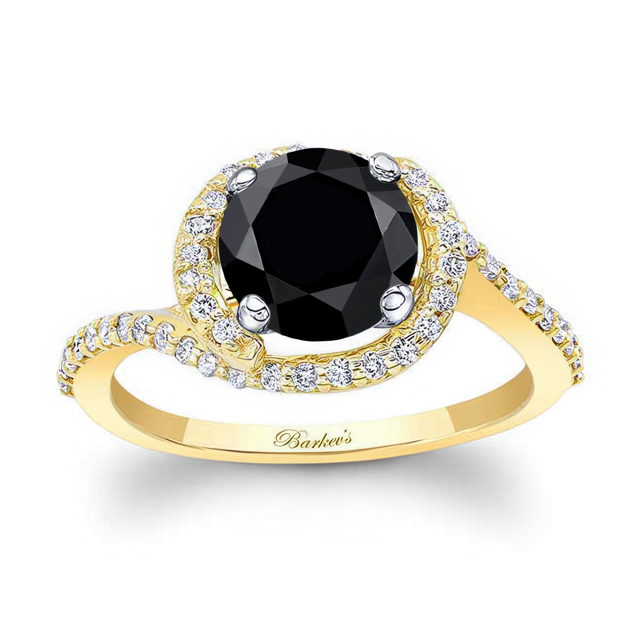 Black And White Diamond Half Halo Engagement Ring