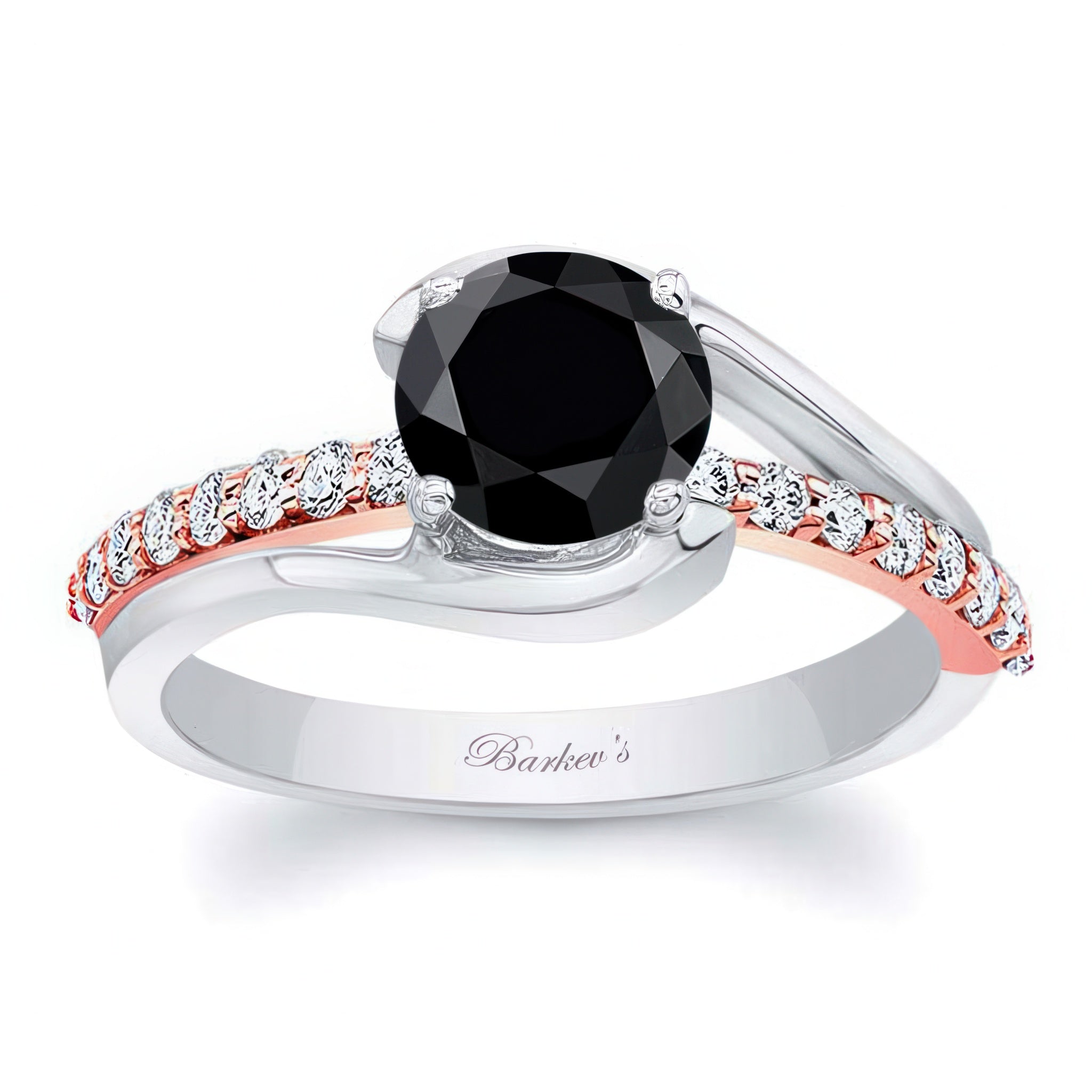 Simple 1 Carat Round Black And White Diamond Ring