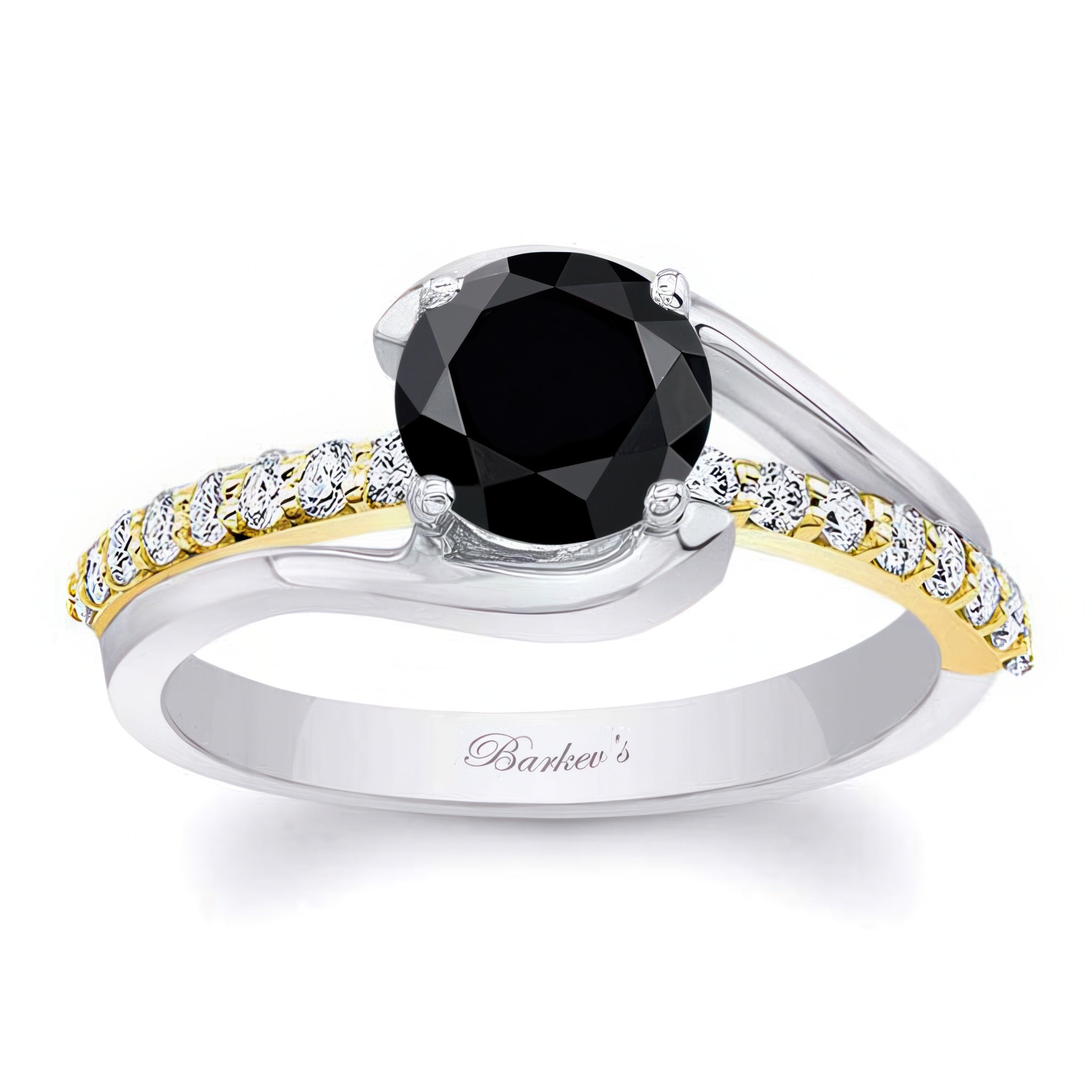Simple 1 Carat Round Black And White Diamond Ring