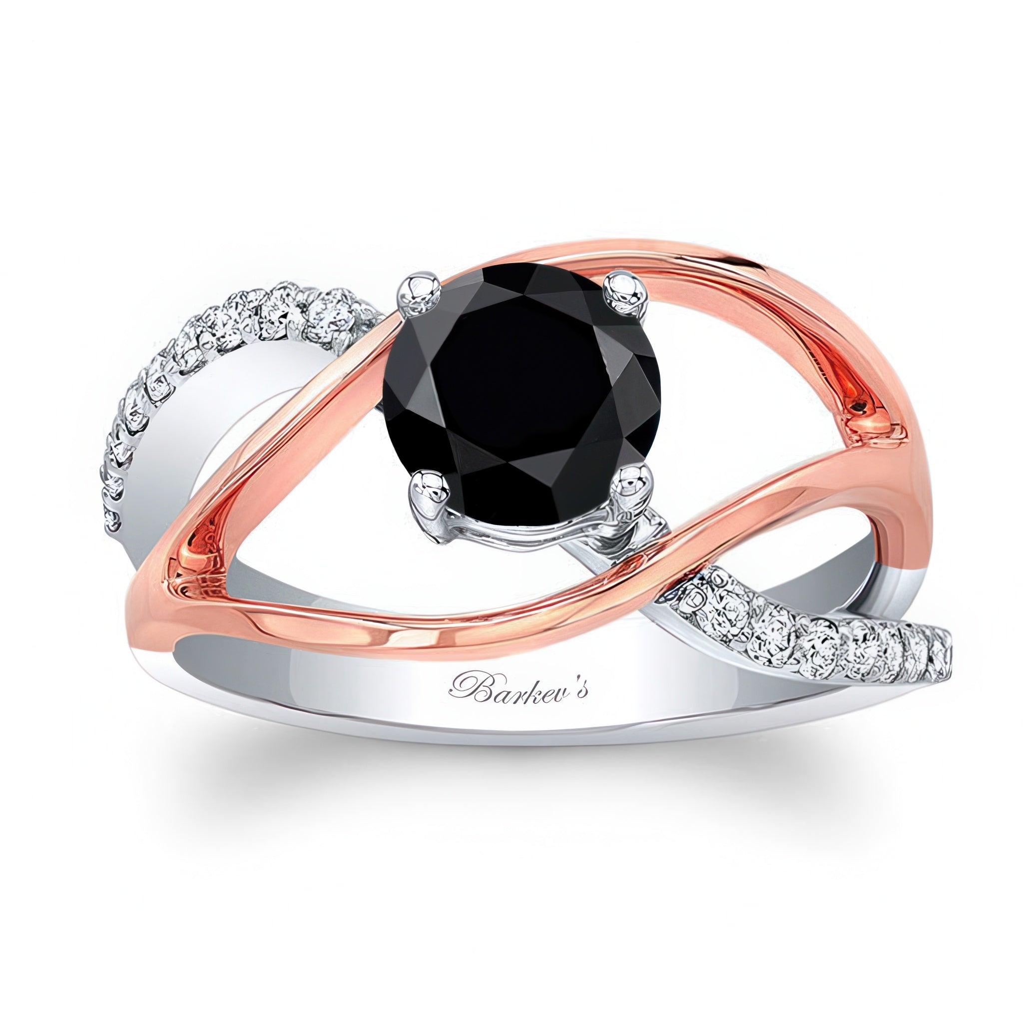 Open Shank Black And White Diamond Ring