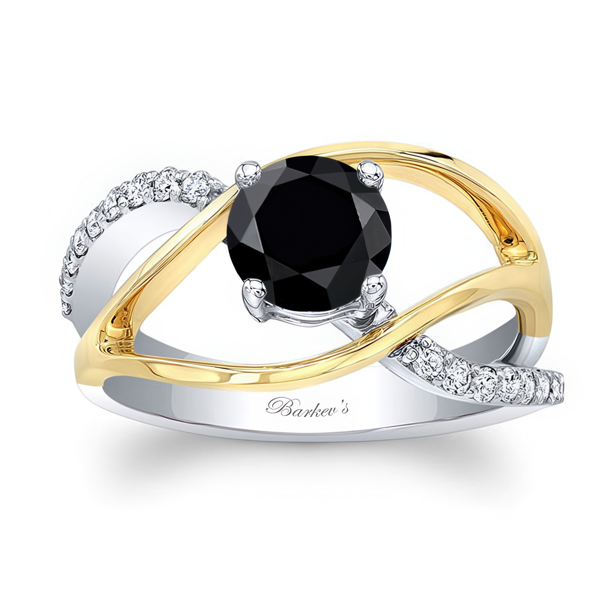 Open Shank Black And White Diamond Ring
