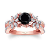 Black And White Diamond Flower Ring