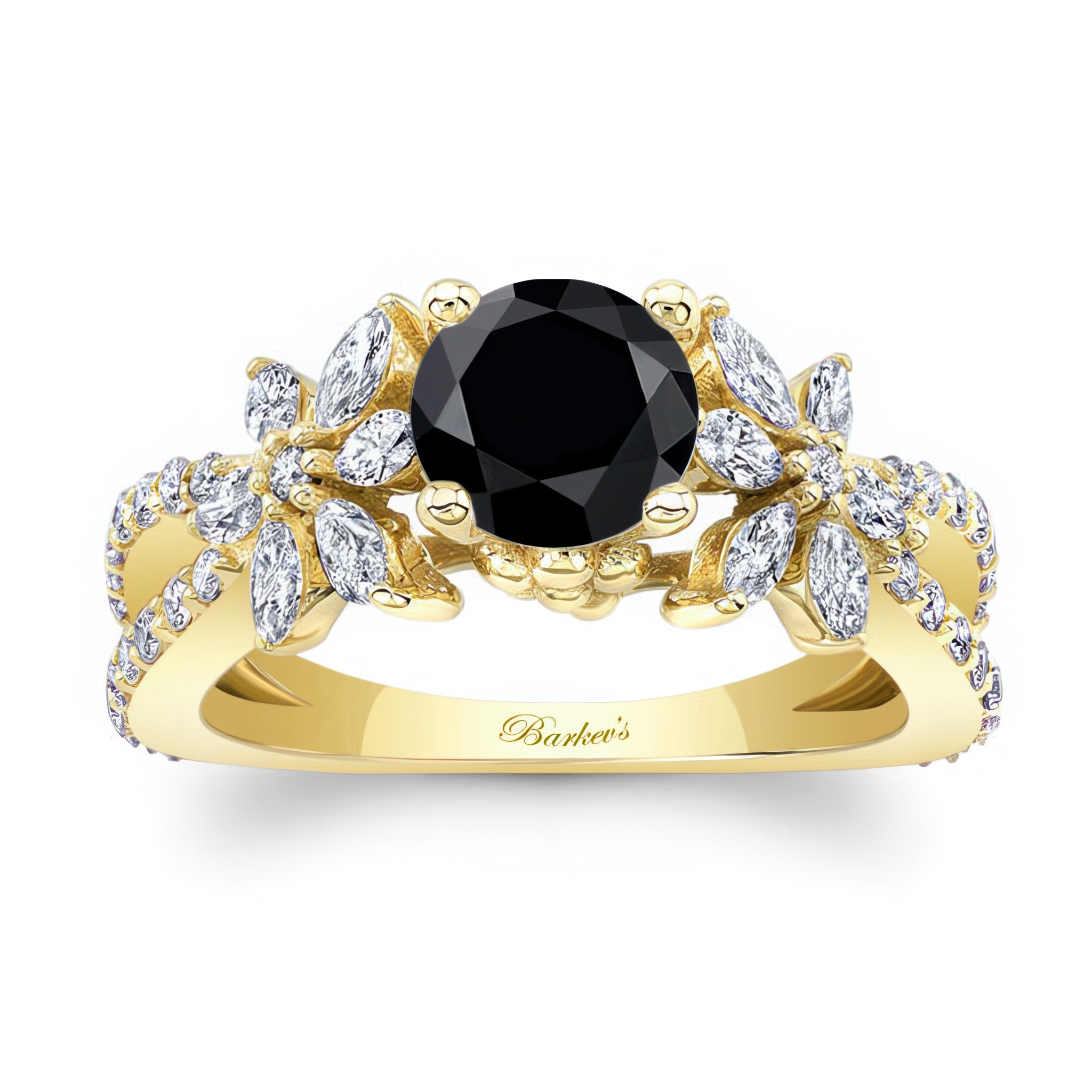 Black And White Diamond Flower Ring