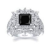 Vintage Princess Cut Black And White Diamond Ring