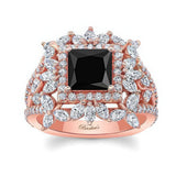 Vintage Princess Cut Black And White Diamond Ring