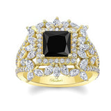 Vintage Princess Cut Black And White Diamond Ring