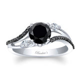 Curved Split Shank Black Diamond Ring