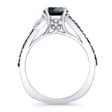 Curved Split Shank Black Diamond Ring