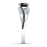 Curved Split Shank Black Diamond Ring