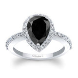 Teardrop Black And White Diamond Ring