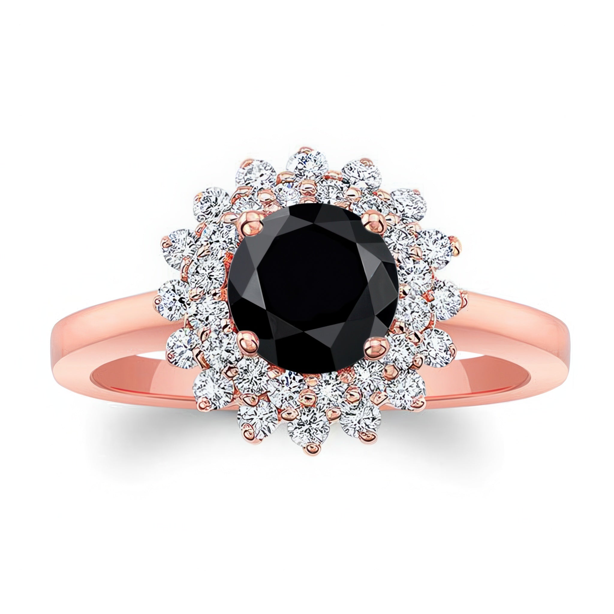 Starburst Black And White Diamond Ring