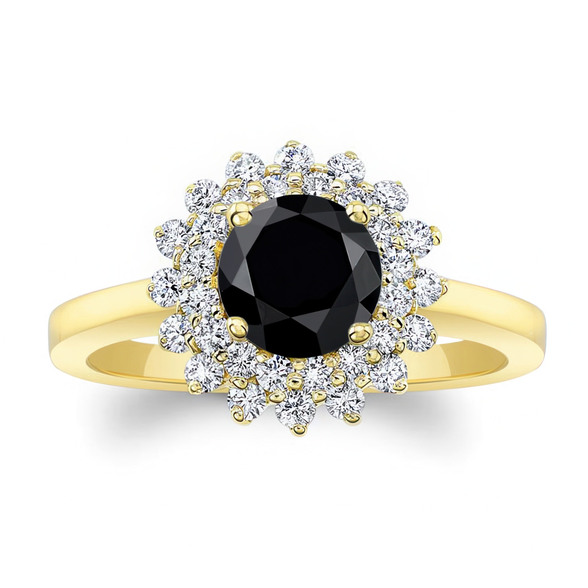 Starburst Black And White Diamond Ring