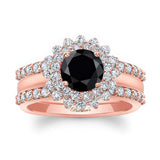 Starburst Black And White Diamond Bridal Set With Two Bands