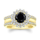 Starburst Black And White Diamond Bridal Set With Two Bands