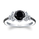 Black Diamond Leaf Engagement Ring