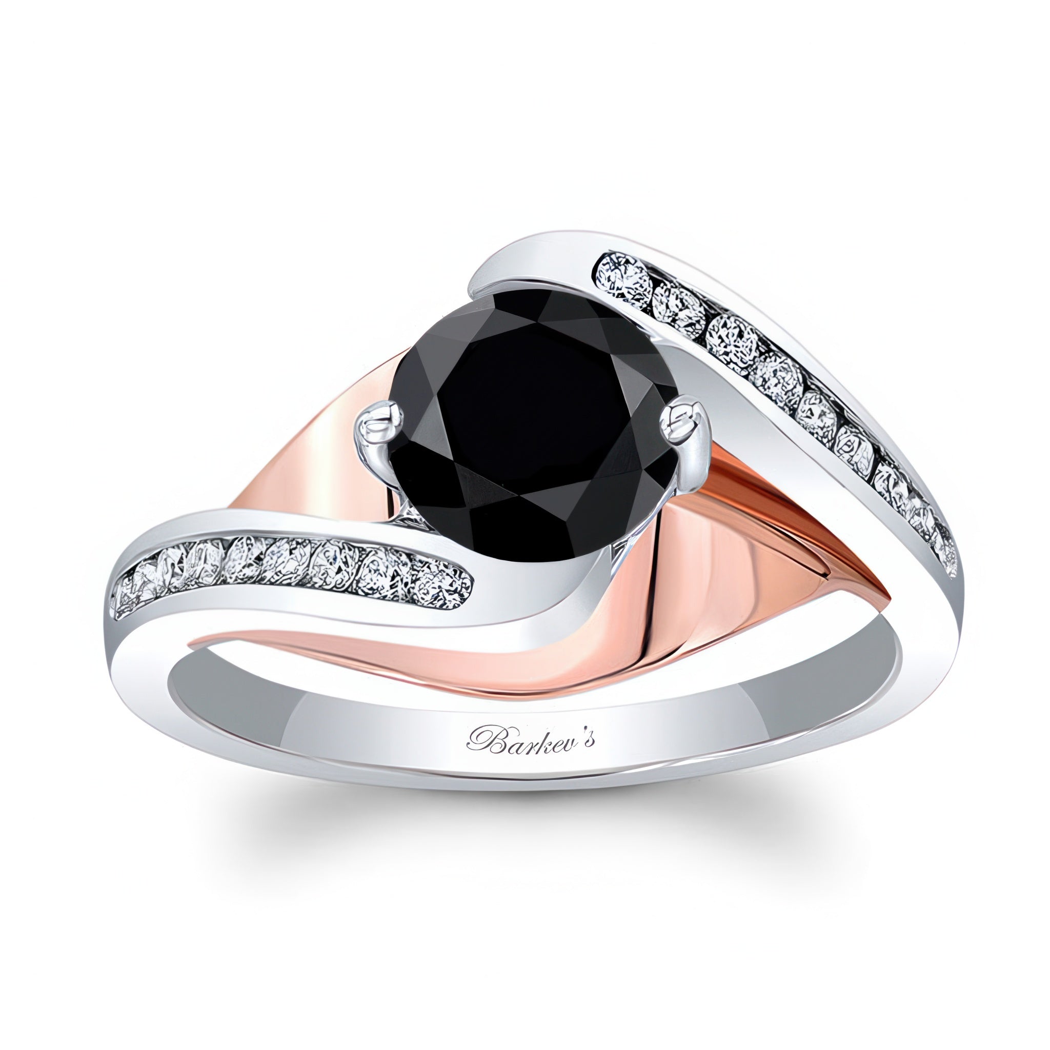 Split Shank Cathedral Black And White Diamond Engagement Ring