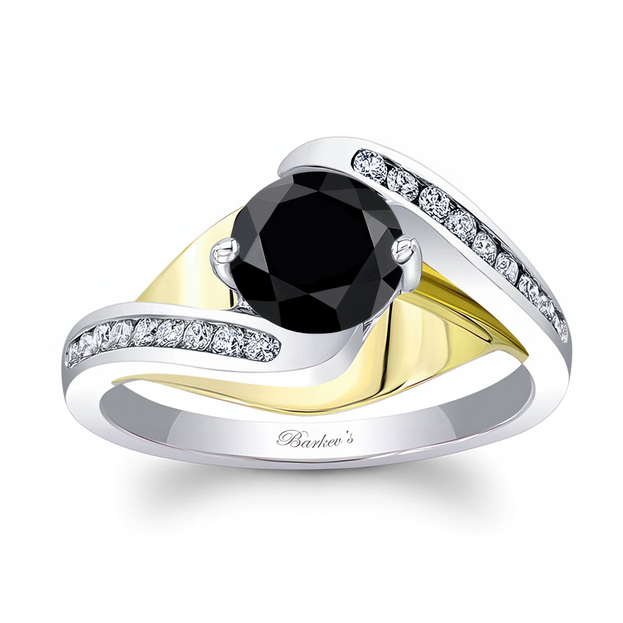 Split Shank Cathedral Black And White Diamond Engagement Ring