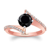 Modern Bypass Black And White Diamond Engagement Ring