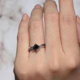 Princess Cut Black Diamond Twist Engagement Ring
