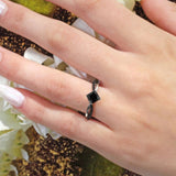 Princess Cut Black Diamond Twist Engagement Ring