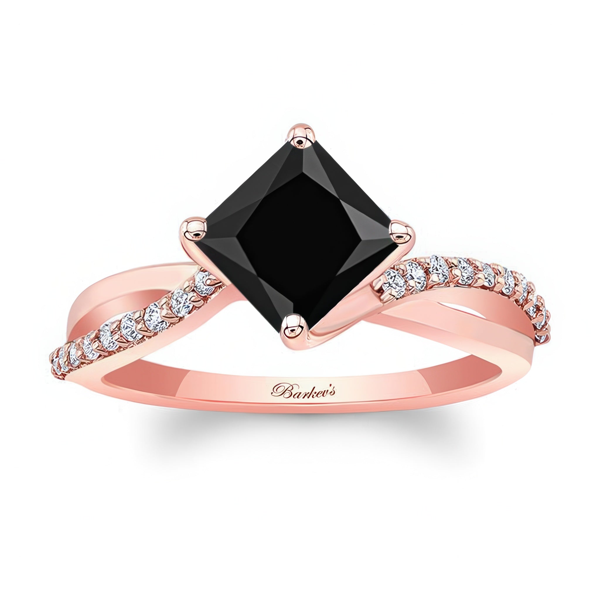 2 Carat Princess Cut Black And White Diamond Twist Engagement Ring