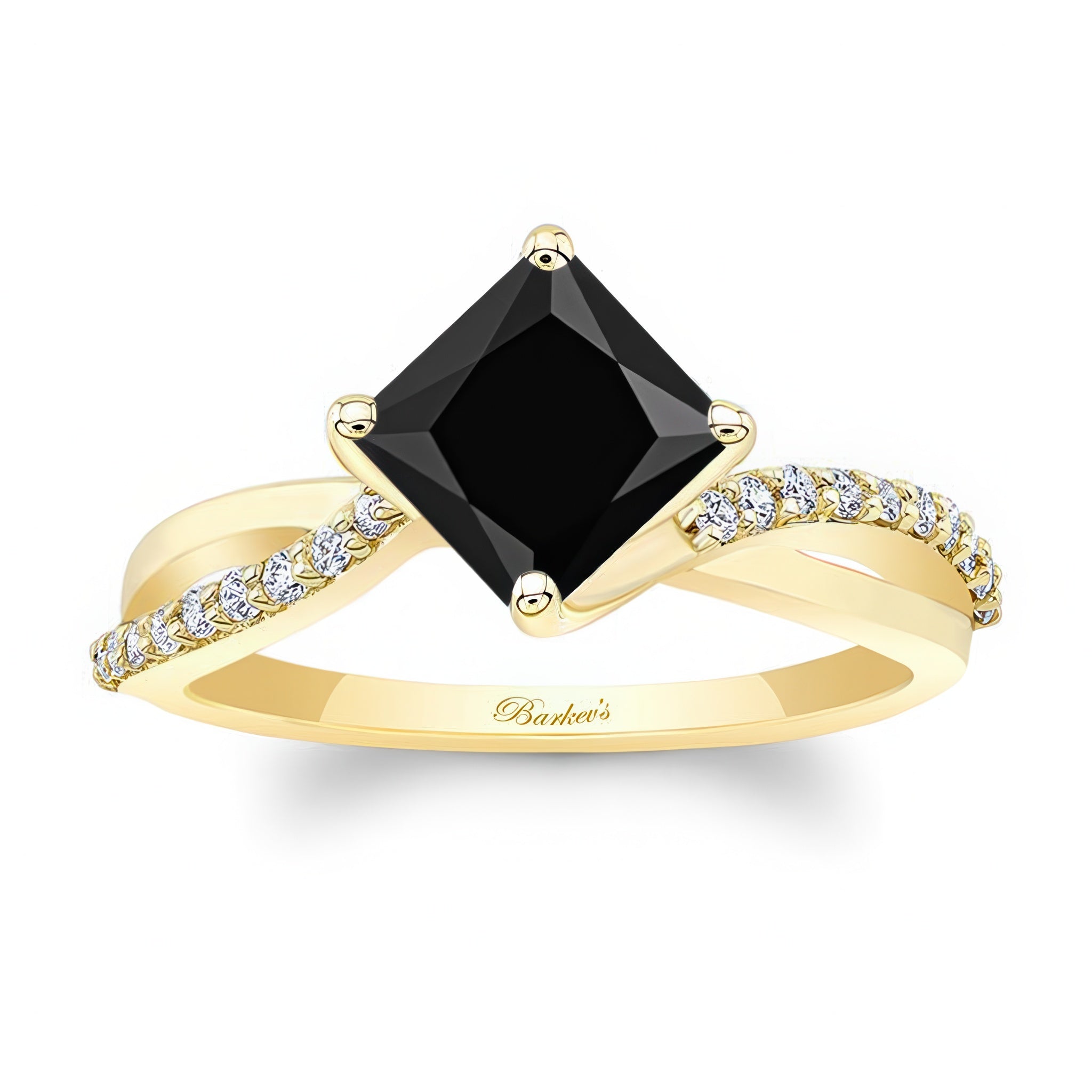 2 Carat Princess Cut Black And White Diamond Twist Engagement Ring