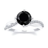 2 Carat Twisted Black And White Diamond Engagement Ring