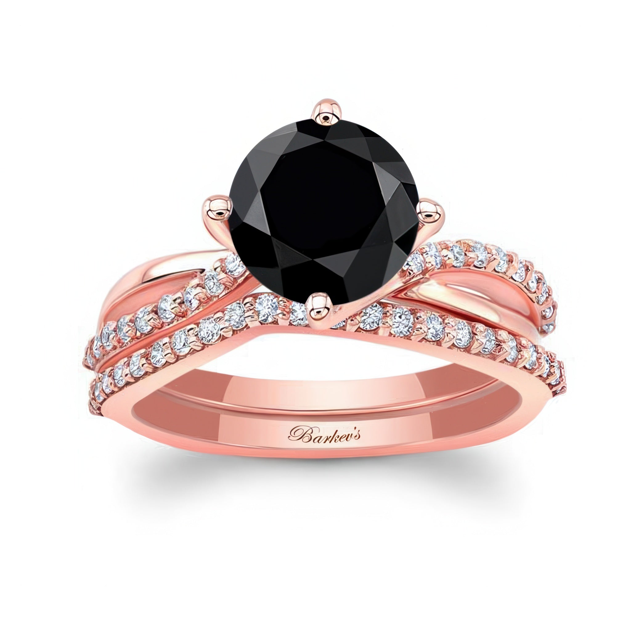 2 Carat Twisted Black And White Diamond Bridal Set