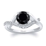 Criss Cross Black And White Diamond Engagement Ring
