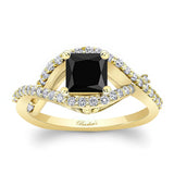 Criss Cross Princess Cut Black And White Diamond Ring