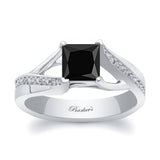 Princess Cut Black And White Diamond Pave Ring