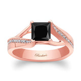 Princess Cut Black And White Diamond Pave Ring