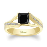Princess Cut Black And White Diamond Pave Ring