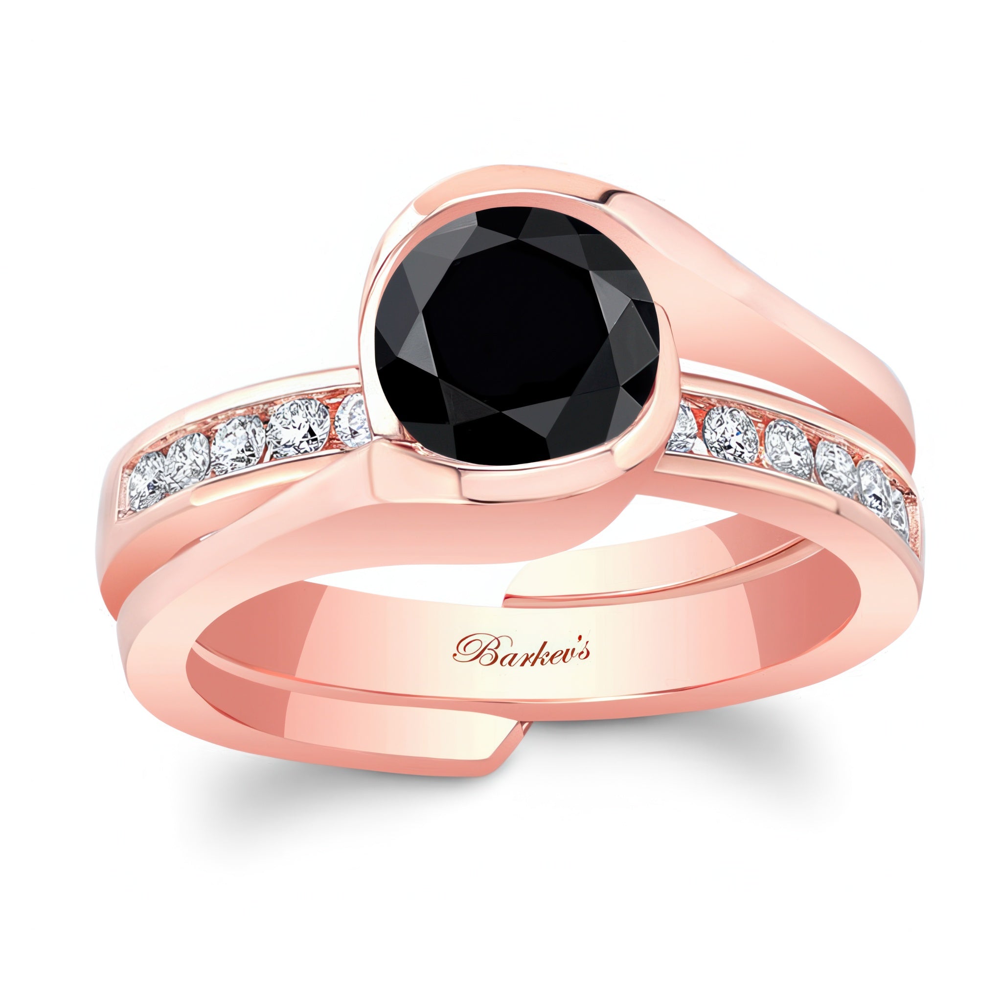 Half Bezel Black And White Diamond Interlocking Bridal Set