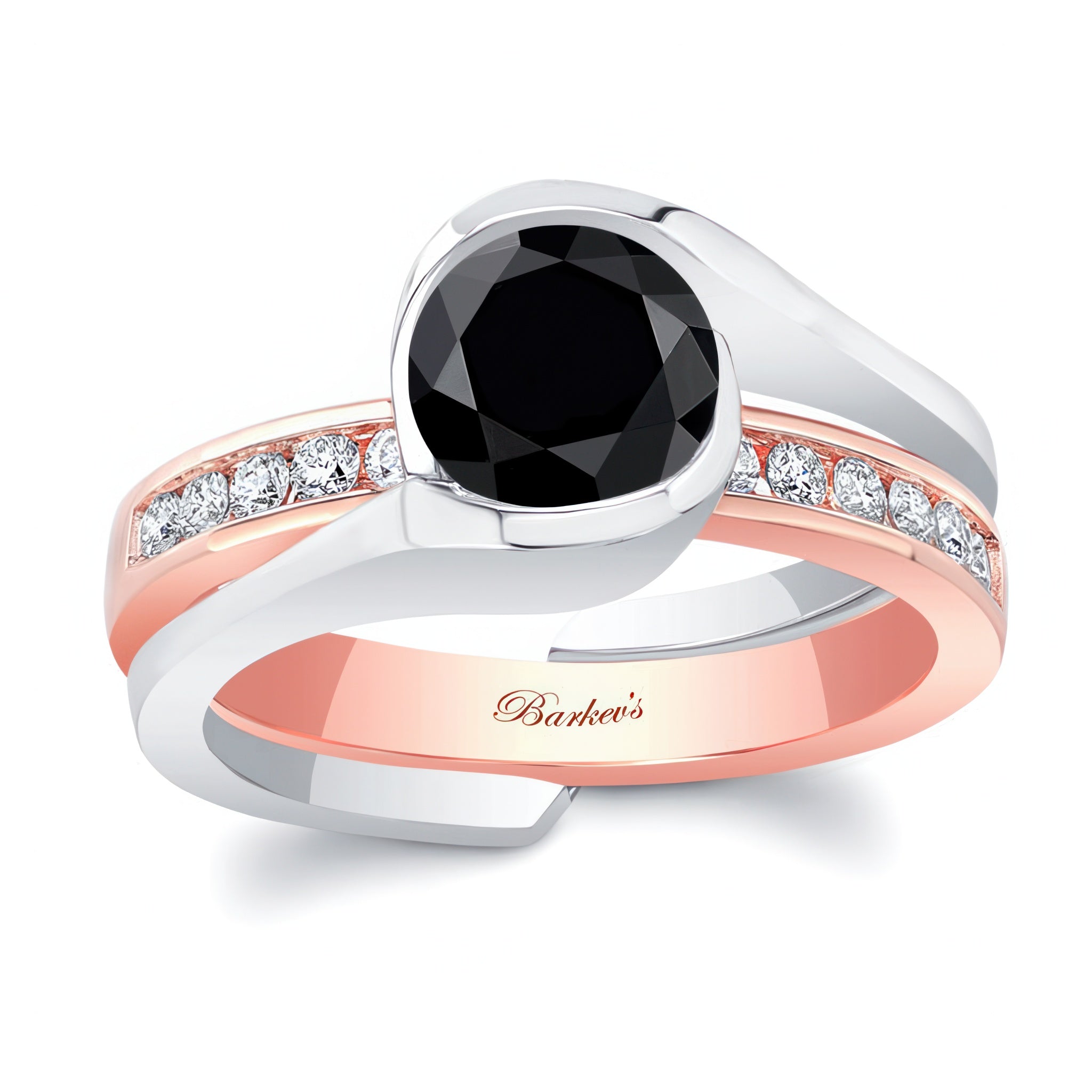 Half Bezel Black And White Diamond Interlocking Bridal Set