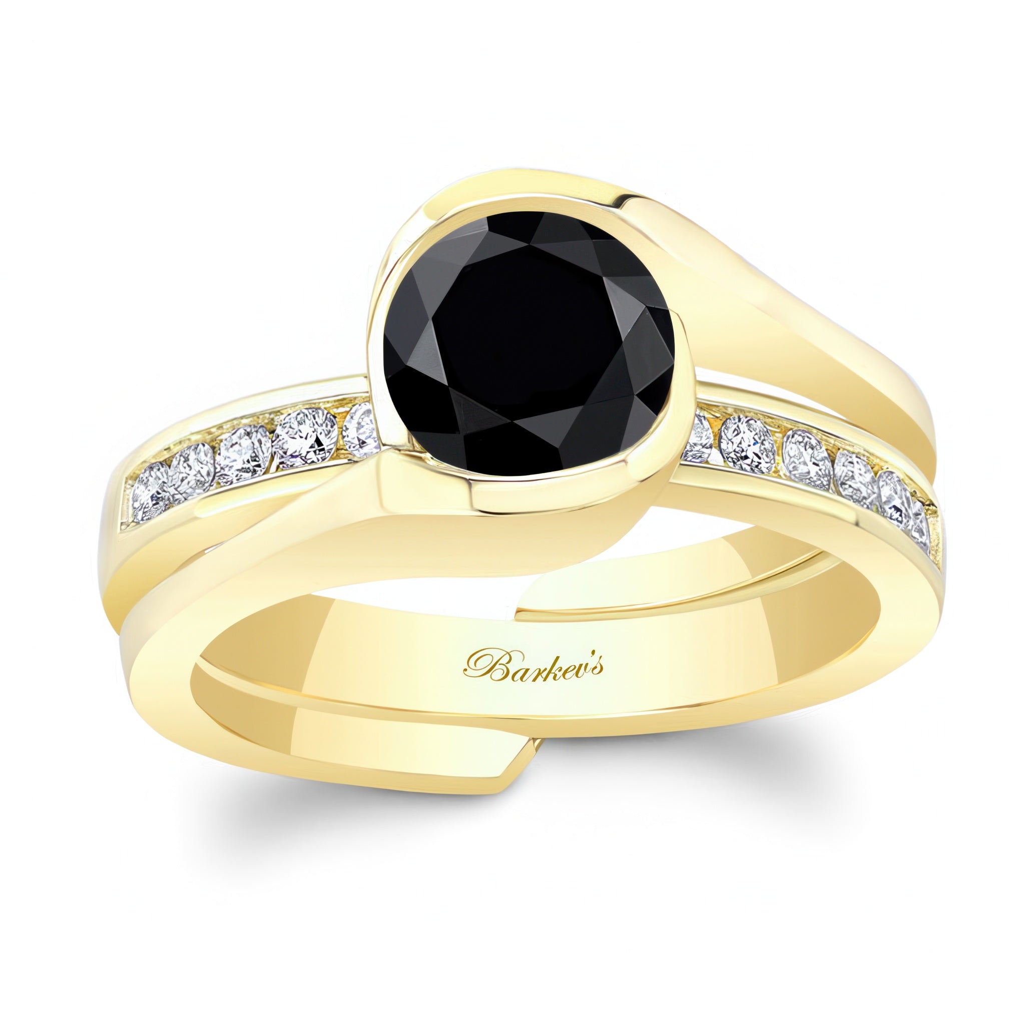 Half Bezel Black And White Diamond Interlocking Bridal Set