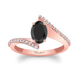 Oval Black And White Diamond Ring