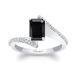 Emerald Cut Black And White Diamond Pave Engagement Ring