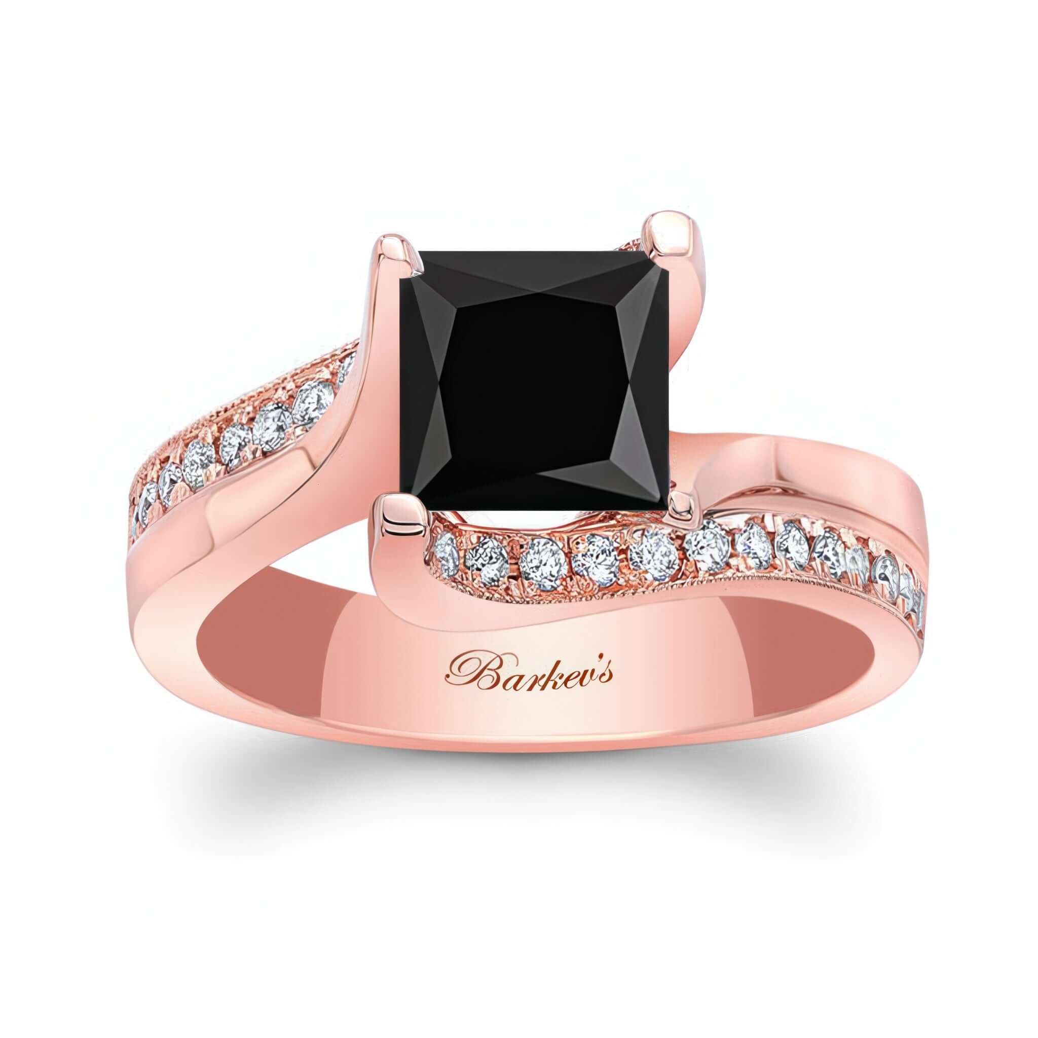 1.25 Carat Black And White Diamond Ring featuring a black princess cut center and pave set diamonds.