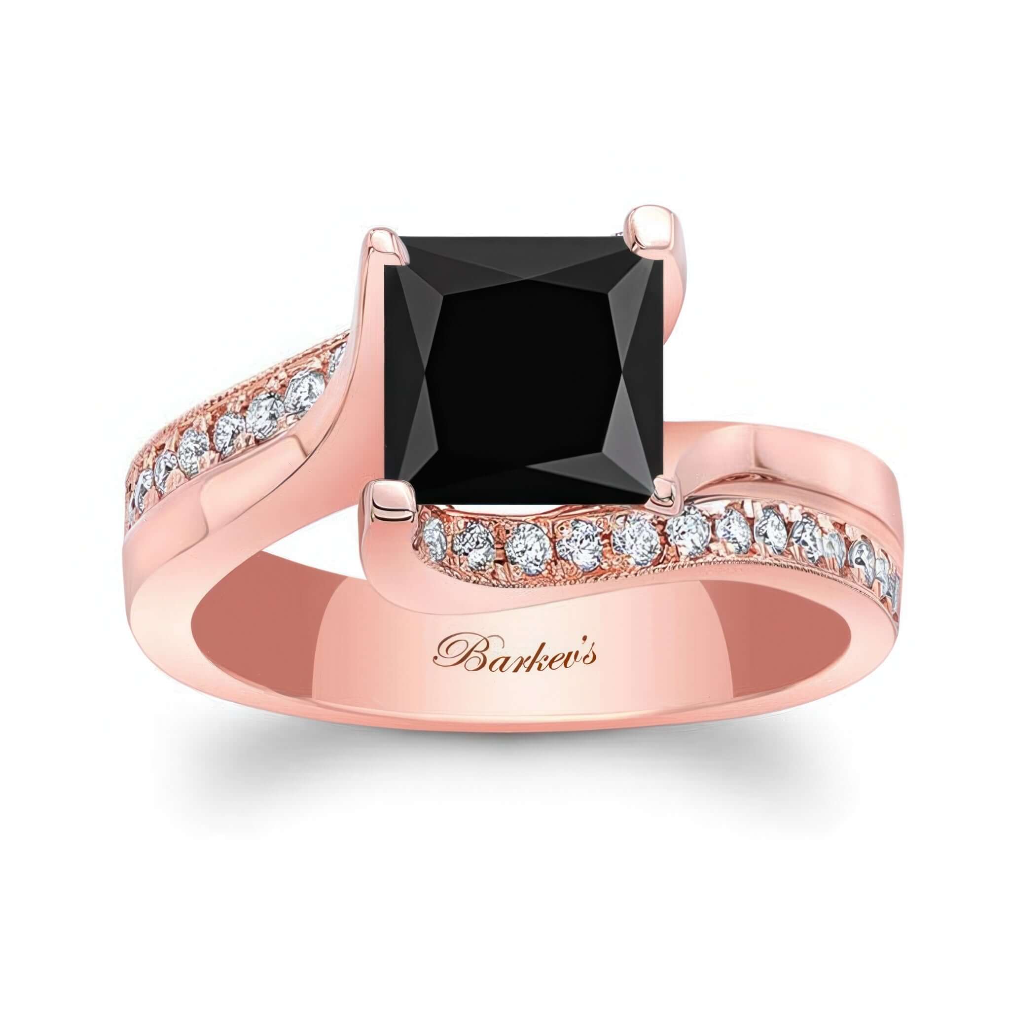 2.00 Carat Black And White Diamond Ring featuring a princess cut black diamond and pave set white diamonds.