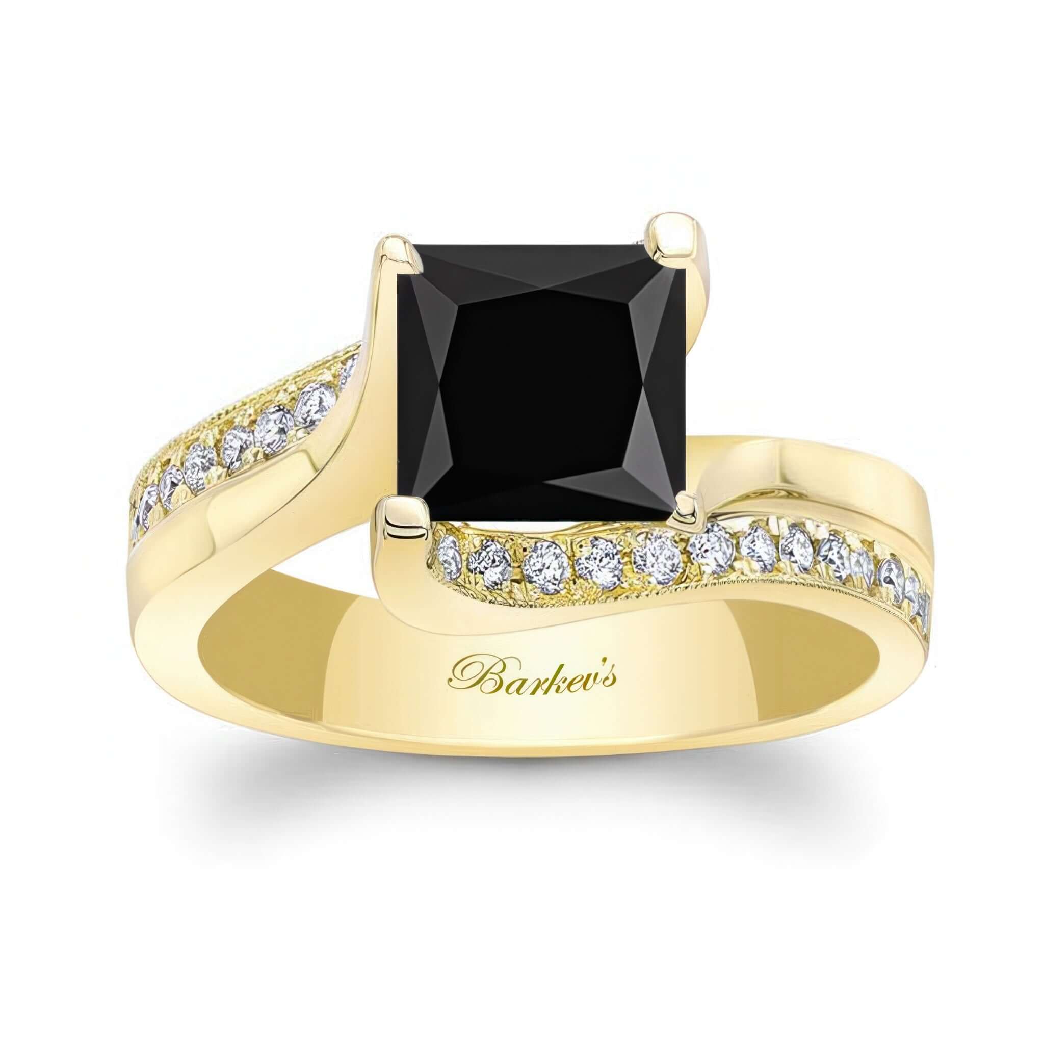 2.00 Carat Black And White Diamond Ring featuring a princess cut black center and pave set diamonds.