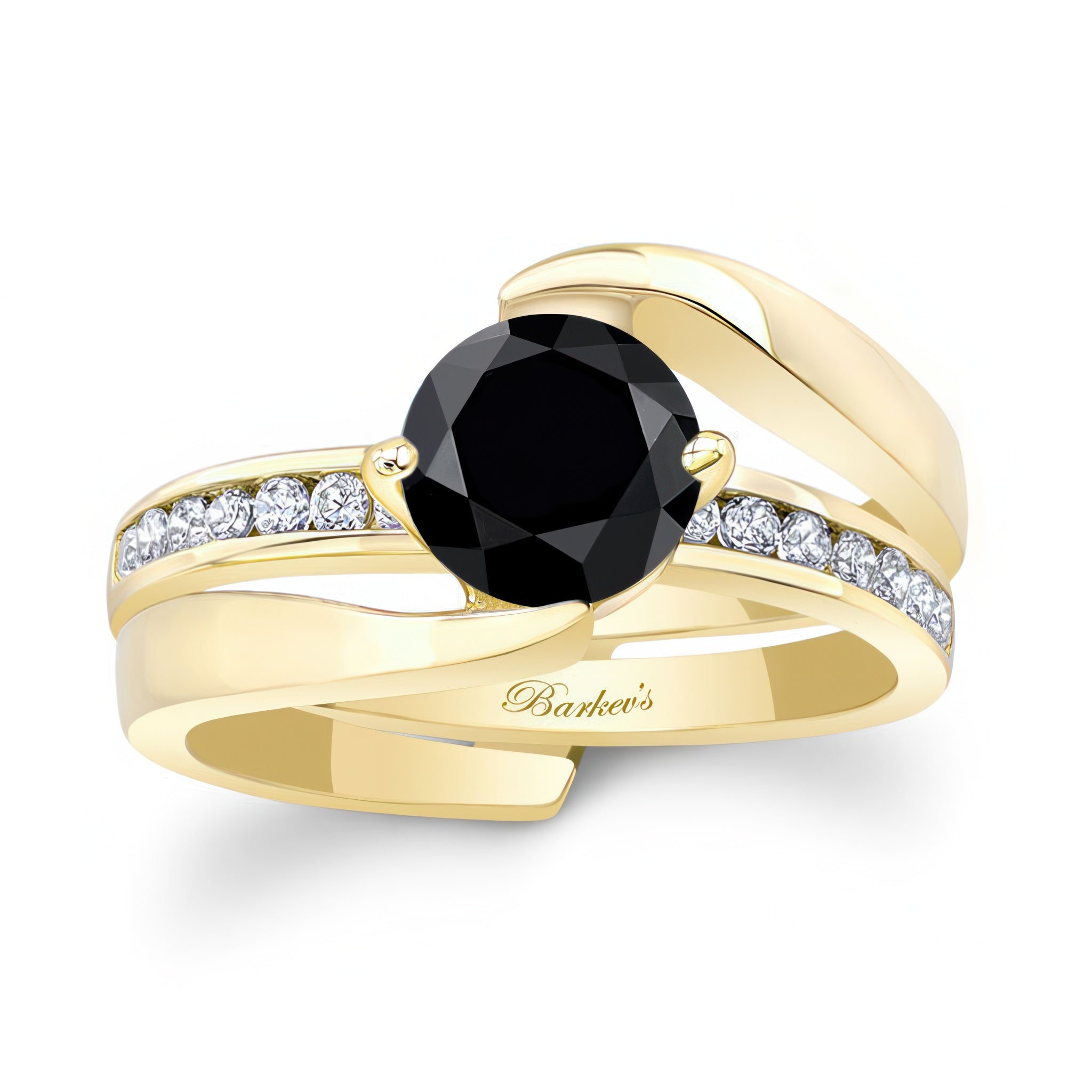 Interlocking Black And White Diamond Wedding Ring Set